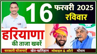 16 February 2025 Haryana News || हरियाणा की ताजा खबरें || Haryana Live News || CWB Hindi News