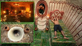 Build The Most Beautiful Bamboo Underground House with Secret Tunnel Swimming Pools