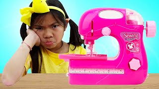Emma and Andrew Toy Sewing Machine | Pretend Play Making Kids Clothes