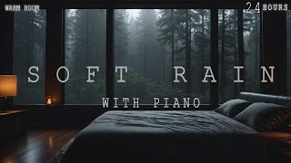 24Hours - Relaxing Sleep Music - Soft Rain sleep - Deep Sleeping Music - Piano Chill | Warm Room