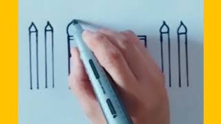How to draw Taj Mahal from number 44 step by step||Line Art||sketching||easy drawing