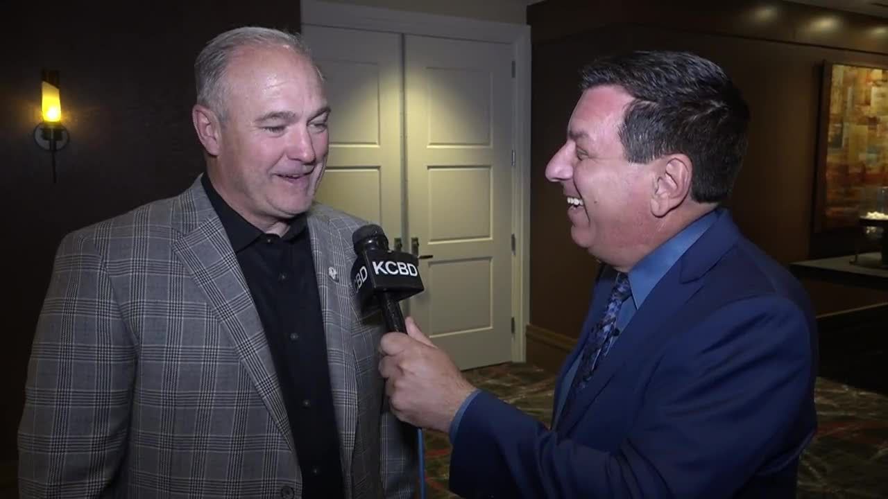 Pete Catches Coach Joey Mcguire At National Football Foundation Banquet