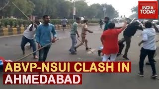 Ahmedabad: ABVP And NSUI Workers Clash Outside ABVP Office