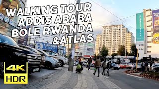 4K Walking tour Addis Ababa Bole Rwanda to Bole Atlas ቦሌ ሩዋንዳ እና ቦሌ አትላስ