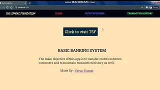 Varun Kumar : Task1 (TSF) - BASIC BANKING SYSTEM