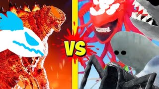 Burning Godzilla \u0026 shimo vs world destroyer giants (sticknodes) monsterverse vs trevor Henderson