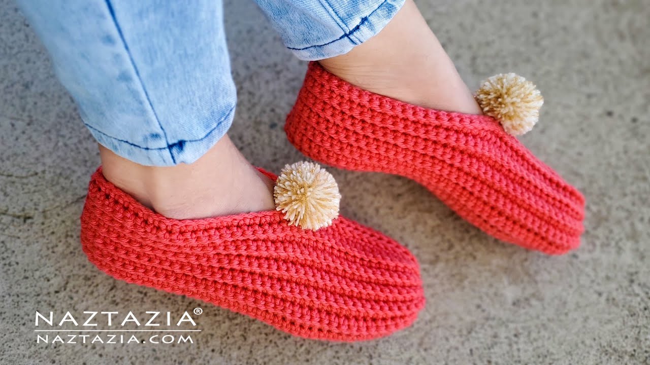 How To Crochet Easy Slippers From A Rectangle - For Any Foot Size - YouTube