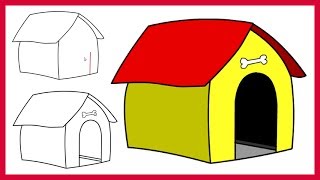 How to Draw a Cartoon Dog House Super Easy Step by Step for Kids and Beginner