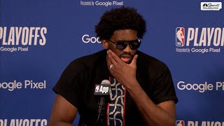 Joel Embiid press conference after Sixers win Game 3 vs Knicks | Sixers Postgame