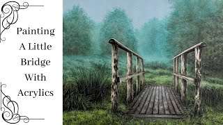 Garden Bridge Landscape Acrylic Painting