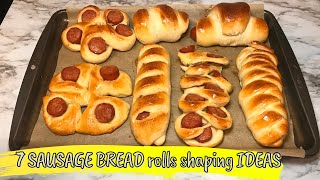 7 Creative Fun Ideas to Shape Sausage Bread Rolls (Chinese Hot Dog Buns | Sausage Bread Buns Recipe)