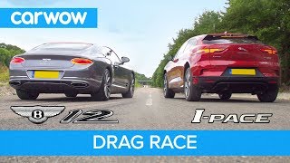 Bentley Continental GT vs Jaguar I-Pace - DRAG RACE, ROLLING RACE & BRAKE TEST