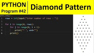Python Program #42 - Print Diamond Shape Star Pattern in Python