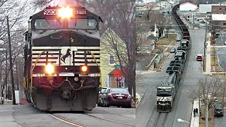 NS Trains Street Running in Warsaw, IN!