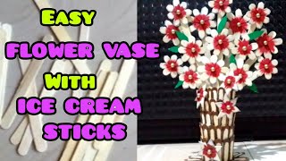 Easy flower vase with ice cream sticks. ആർക്കും എളുപ്പത്തിൽ ഉണ്ടാക്കാൻ പറ്റുന്ന ഒരു കിടിലൻ ഫ്ലവർവേസ്