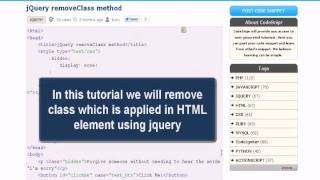 JQUERY Tutorial : jQuery removeClass method