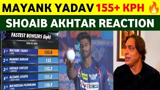 Shoaib Akhtar reaction on Mayank Yadav 🔥 155.8 KPH Bowling in IPL 2024 | Mayank Yadav Speed