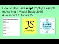 How to use javascript popup example in asp.net || visual studio 2015 #javascript tutorials 15