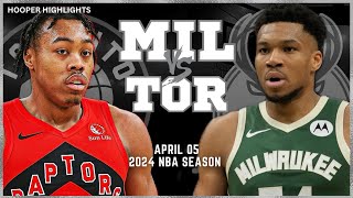 Milwaukee Bucks vs Toronto Raptors  Game Highlights | Apr 5 | 2024 NBA Season