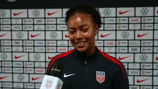 USWNT FORWARD JAEDYN SHAW talks prior to second game against Iceland