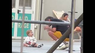 Louis greeting his family and playing with Lucky 🥰