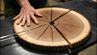 Blooming Wooden Tabletop: Transform a Simple Log into a Stunning Six-Petal Coffee Table