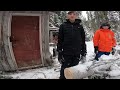 winter at remote off grid trappers cabin in northern british columbia