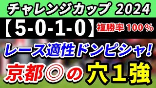 チャレンジカップ 2024【鉄板注目馬⇒複勝率100％(5-0-1-0)】京都内回りコース◎で有力馬を出し抜く穴1強はコレ！+消去データ公開！