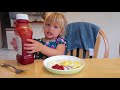 3 year old evelyn cooks her own breakfast