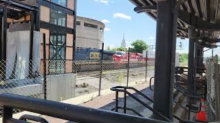 L048 shoving back to CP45 in Worcester, MA on 7/30/23. CSX 911 3rd out trailing. (2)