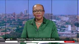 Nasdaq Tower beams SA colours