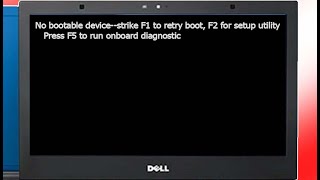 No bootable device--strike F1 to retry boot F2 for setup utility, Press F5 to run onboard diagnostic
