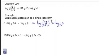 quotient law for logarithms