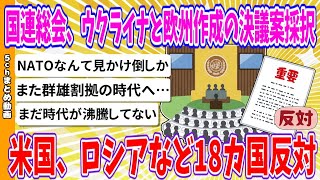 【2chまとめ】国連総会、ウクライナと欧州作成の決議案採択 米国、ロシアなど18カ国反対【ゆっくり】