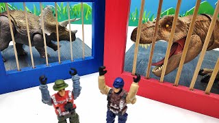 Dinosaur Prison Break With Dino Hunter! Jurassic World T-Rex, Triceratops In Danger 공룡 탈출