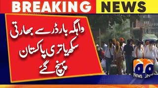 Indian Sikh pilgrims reach Pakistan through Wagah Border