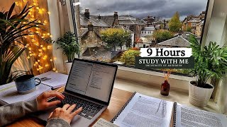 9 HOUR STUDY WITH ME | Background noise, 10-min Break, No music, Study