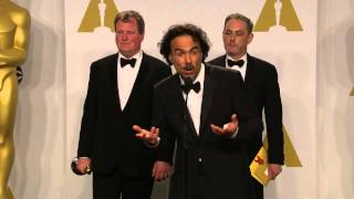 Oscars: Alejandro González Iñárritu & Producers Backstage Interview 2015 | ScreenSlam