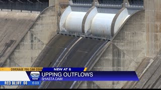 Shasta Dam has opened up its top-level water release outflows