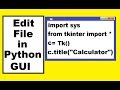Python: Read File into GUI Textbox & Edit Data