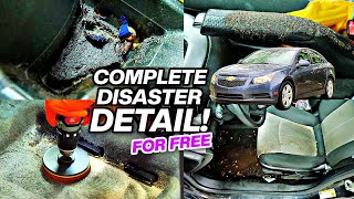 Complete Disaster Car Detailing A NASTY Chevrolet Cruze || Deep Clean & Interior Restoration