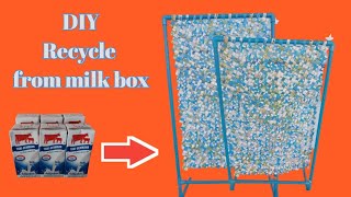 DIY Recycle milk carton box/วิธีสานกล่องนมเป็นที่ติดสื่อการสอนและเสื่อสำหรับนั่งbyครูหญิง