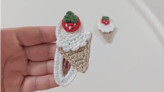 örgü dondurma toka🍦🍓 #dondurma #çıtçıttoka crochet #icecream