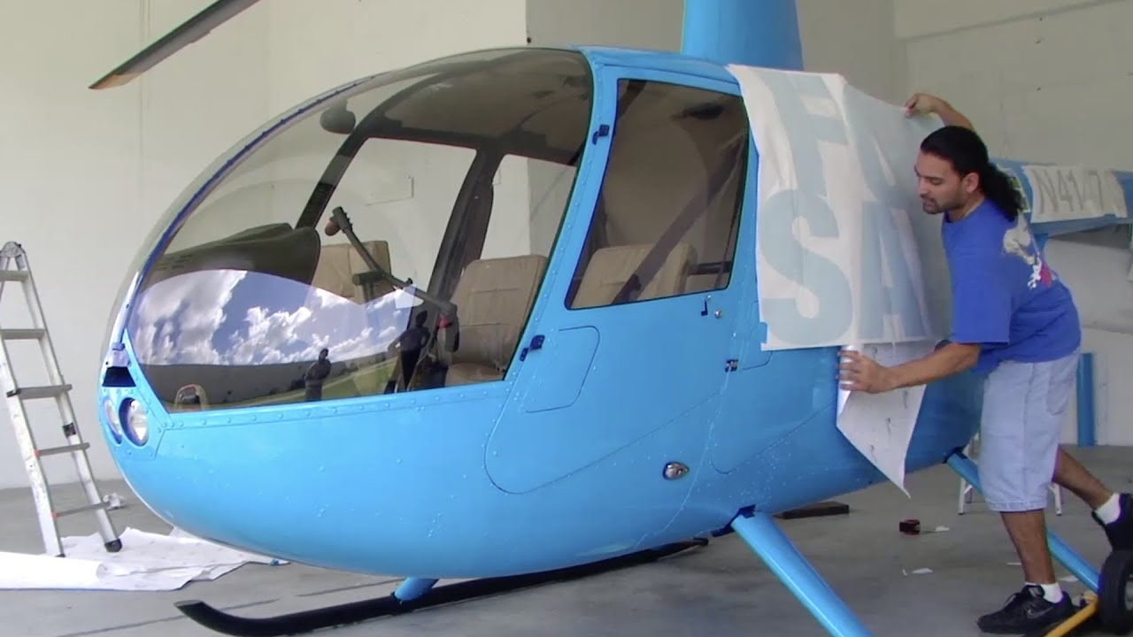 Installation Of Full Wrap Helicopter By Adgraphics Of South Florida