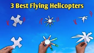 Best 3 flying paper helicopters | notebook helicopter | spinning toys making | flying paper toys