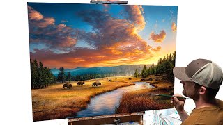 Yellowstone's Cycle of Life: A Stunning Landscape Painting Timelapse