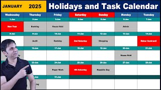 Holidays and Task Calendar in Excel / Holidays Calendar / Excel