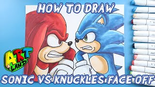 How to Draw SONIC VS KNUCKLES FACE OFF