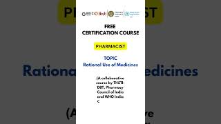 FREE CERTIFICATION COURSE | PHARMACIST | PCI WHO THSTI | SHORTS | #shorts #ytshorts