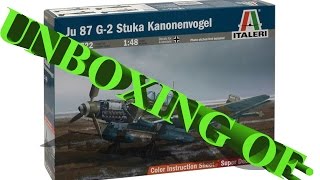 Unboxing of: Italeri Stuka Ju-87G Kanonenvogel #2722 /Tamiya rebox/